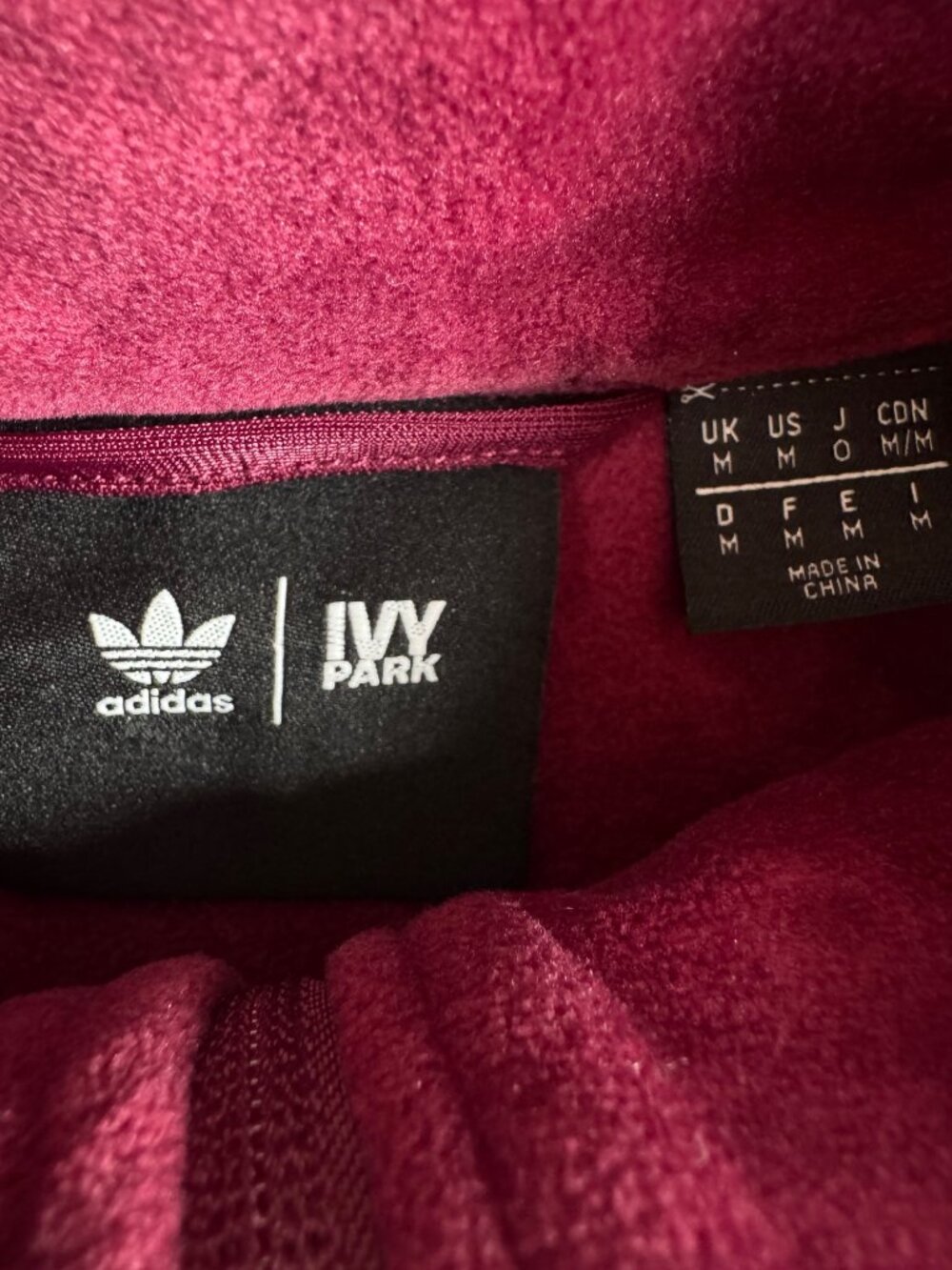 Adidas Ivy Park Womens Track Jacket Velour Sz M Burgundy Stripe - Picture 6 of 11